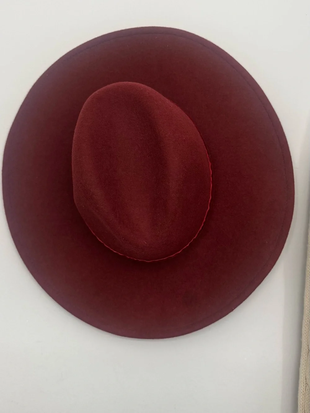 Classic Wide-Brim Felt Fedora Hat - Wine